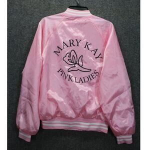 Vintage Mary Kay Pink Ladies Satin Bomber Jacket Hartwell Medium